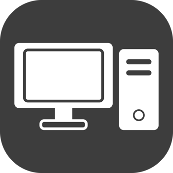 Computer icon in black square. png
