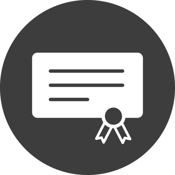 Certificate icon in black circle. png