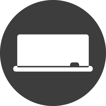White board icon in black circle. png