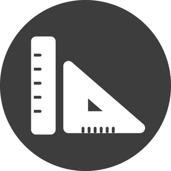 Graphic tools icon in black circle. png