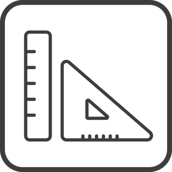 Graphic tools icon in thin line black square frames. png