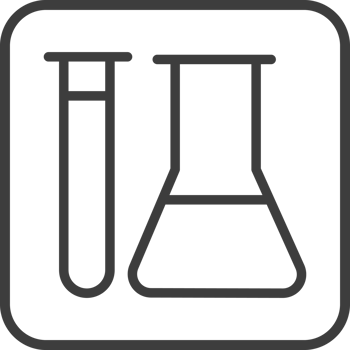 Test tube icon in thin line black square frames. png