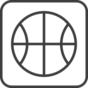 Basketball icon in thin line black square frames. png