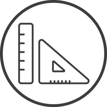 Graphic tools icon in thin line black circle frames. png