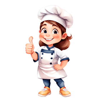 Cute Adorable And Happy Little Chef Girl Gives Thumbs Up Gesture Clipart Isolated Transparent AI Generative Illustration png