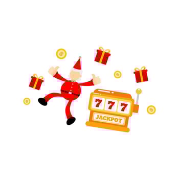 christmas santa claus merry and casino slot game cartoon doodle flat design style vector illustration