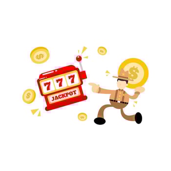 cowboy america and casino slot game cartoon doodle flat design style vector illustration