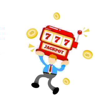 businessman worker and casino slot game cartoon doodle flat design style vector illustration