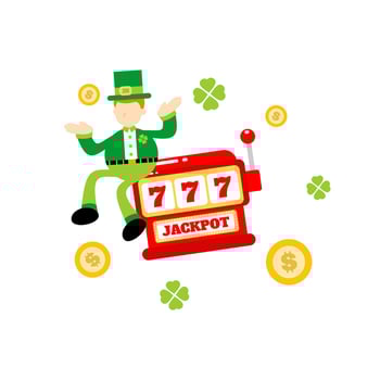 leprechaun shamrock celtic and casino slot game cartoon doodle flat design style vector illustration