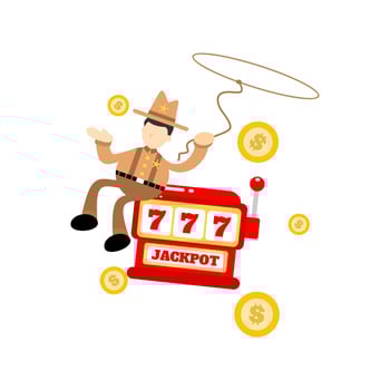cowboy america and casino slot game cartoon doodle flat design style vector illustration