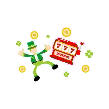 leprechaun shamrock celtic and casino slot game cartoon doodle flat design style vector illustration