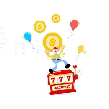 clown carnival and casino slot game cartoon doodle flat design style vector illustration