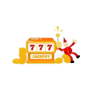 christmas santa claus merry and casino slot game cartoon doodle flat design style vector illustration