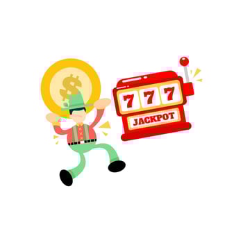 farmer man agriculture and casino slot game cartoon doodle flat design style vector illustration