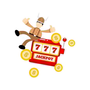 barbarian viking and casino slot game cartoon doodle flat design style vector illustration