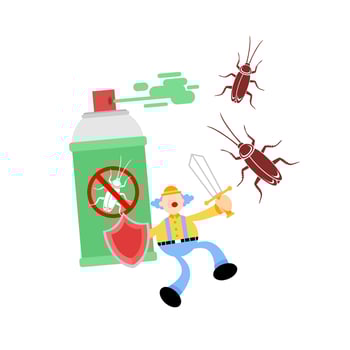 A cartoon man is spraying a bug spray vector