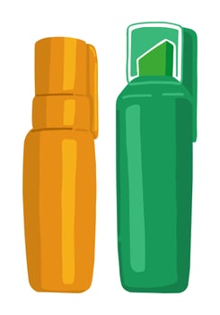 Markers highlighters doodle set. Vector illustration of school supply, office stationery, writing equipment. Cartoon style clipart isolated on white.