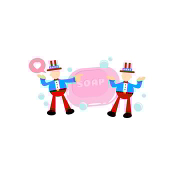 america uncle sam and soap sanitizer hygene cartoon flat design illustration vector