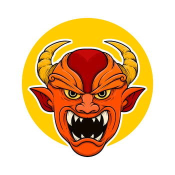 the traditional japanese demon oni mask illustration vector