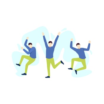man dance happy pose people character flat design vector illustration
