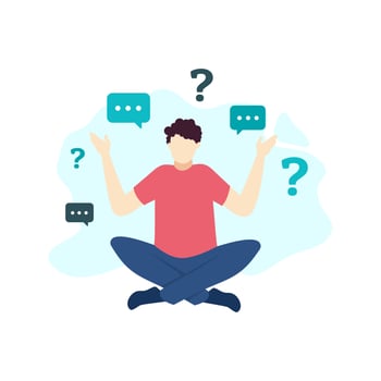 man sit confusion ask question thinking people character vector illustration flat design