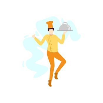 chef is ready to bring the dish people character flat design vector illustration