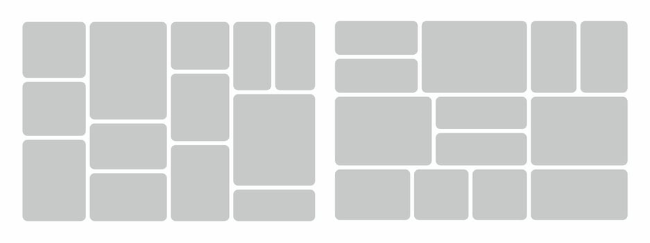 Pictures or photos frame collage and digital photo wall template vector