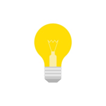 Light Bulb flat design vector illustration isolated on white background. Idea sign, solution, thinking concept. Lighting Electric lamp.