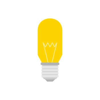 Light Bulb flat design vector illustration isolated on white background. Idea sign, solution, thinking concept. Lighting Electric lamp.