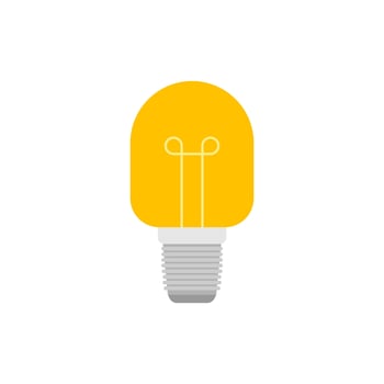 Light Bulb flat design vector illustration isolated on white background. Idea sign, solution, thinking concept. Lighting Electric lamp.