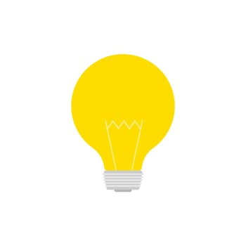 Light Bulb flat design vector illustration isolated on white background. Idea sign, solution, thinking concept. Lighting Electric lamp.