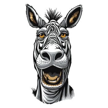 AI generated a zebra head with a big smile on it png
