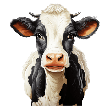 AI generated a cow with big ears and a big nose png