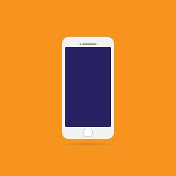White smartphone realistic vector illustration isolation. Modern style mobile phone on orange background.