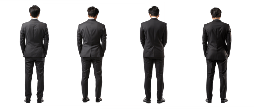man in a suit with his head down and hands down, standing upright . AI Generated png