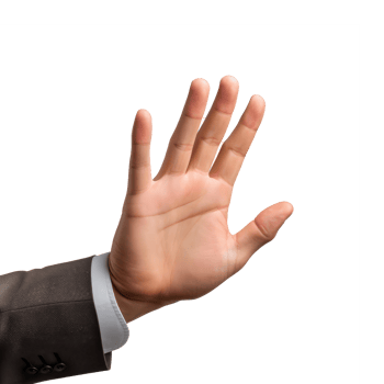 closeup portrait of business man with suit, gesturing stop with hands . AI Generated png