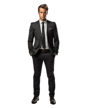 full body view of a 30 years old young handsome business man with an upset expression on his face . AI Generated png