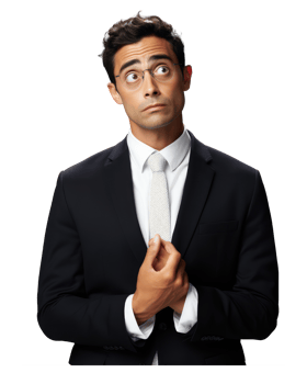 AI generated a man in a suit and tie is looking up at the camera png