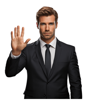 closeup portrait of business man with suit, gesturing stop with hands . AI Generated png