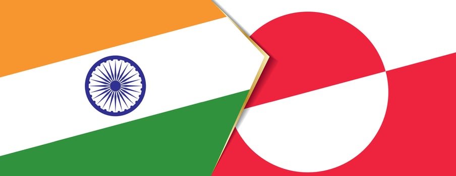 India and Greenland flags, two vector flags.