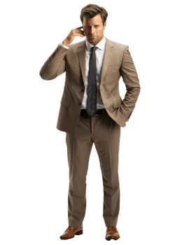 AI generated a man in a suit standing and talking on the phone png