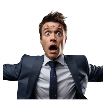 AI generated a man in a suit and tie is making a surprised face png