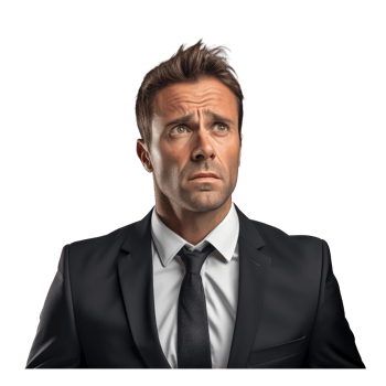 man in a suit, facial expression is serious, straining . AI Generated png