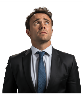 man in a suit, facial expression is serious, straining . AI Generated png