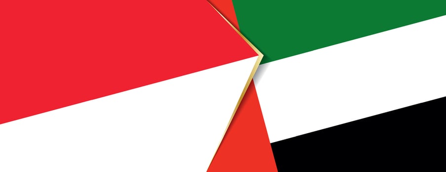 Indonesia and United Arab Emirates flags, two vector flags.