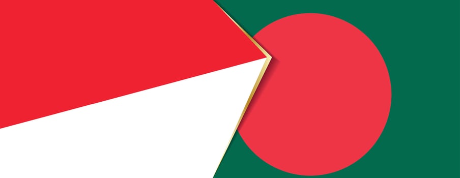 Indonesia and Bangladesh flags, two vector flags.