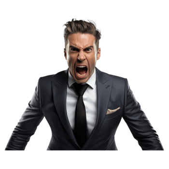 man in a suit crying angry screaming . AI Generated png