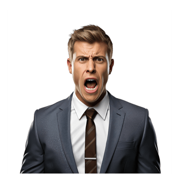 man in a suit crying angry screaming . AI Generated png