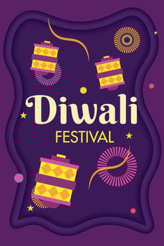 Diwali poster Traditional indian celebration Vector illustration