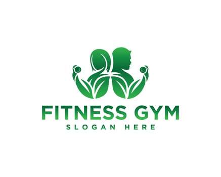 Fitness silhouette man and woman logo design vector graphic illustration.
